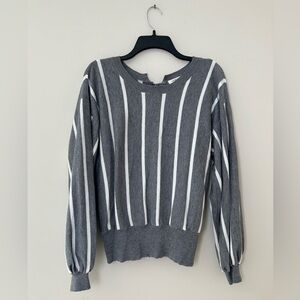 Umgee Women's Crew Neck Open Back Super Soft Striped Sweater Size Small